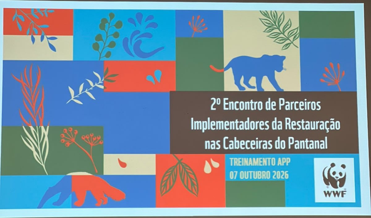 Tela de abertura do 2º Encontro de Parceiros Implementadores da Restauração nas Cabeceiras do Pantanal, treinamento do aplicativo em 7 de outubro de 2026